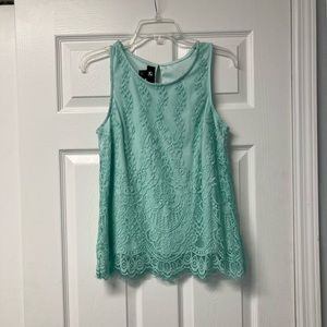 Iz Byer blue green lace tank size large